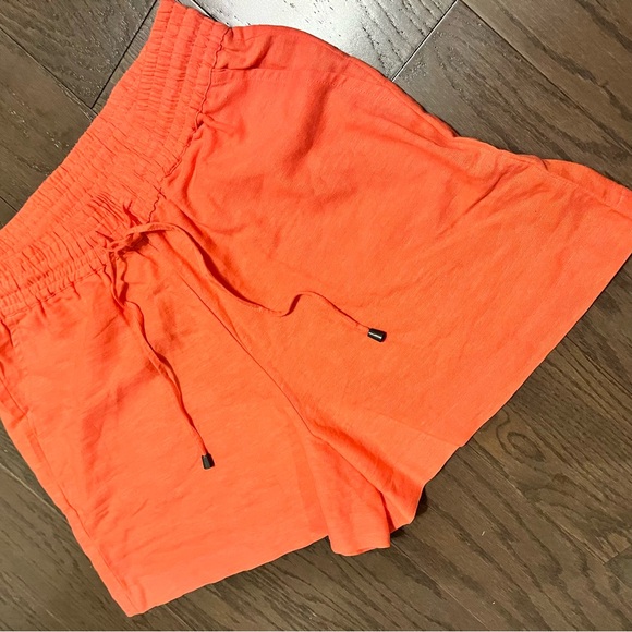 Venus Coral Linen Easy Shorts Pocket Elastisicized Waist Size L Lightweight - Picture 10 of 13